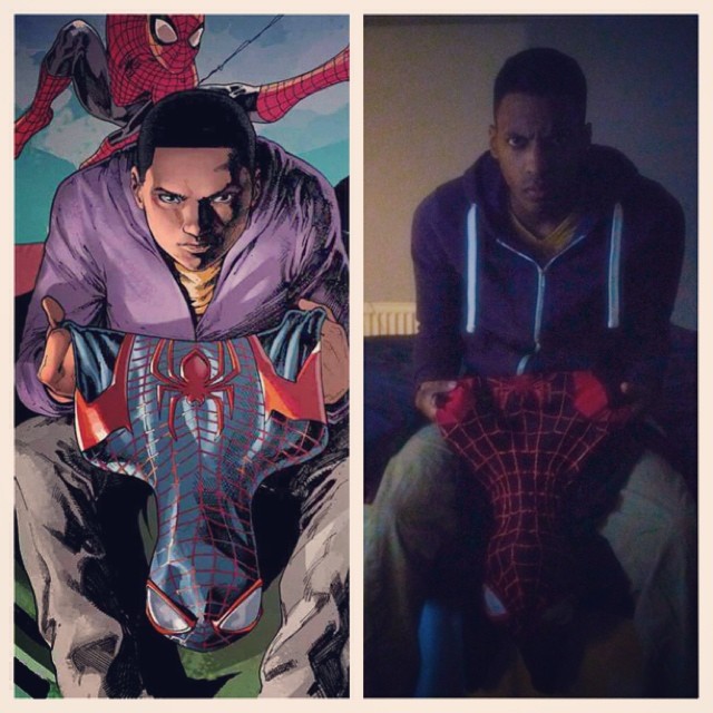 Miles Morales cosplay pose